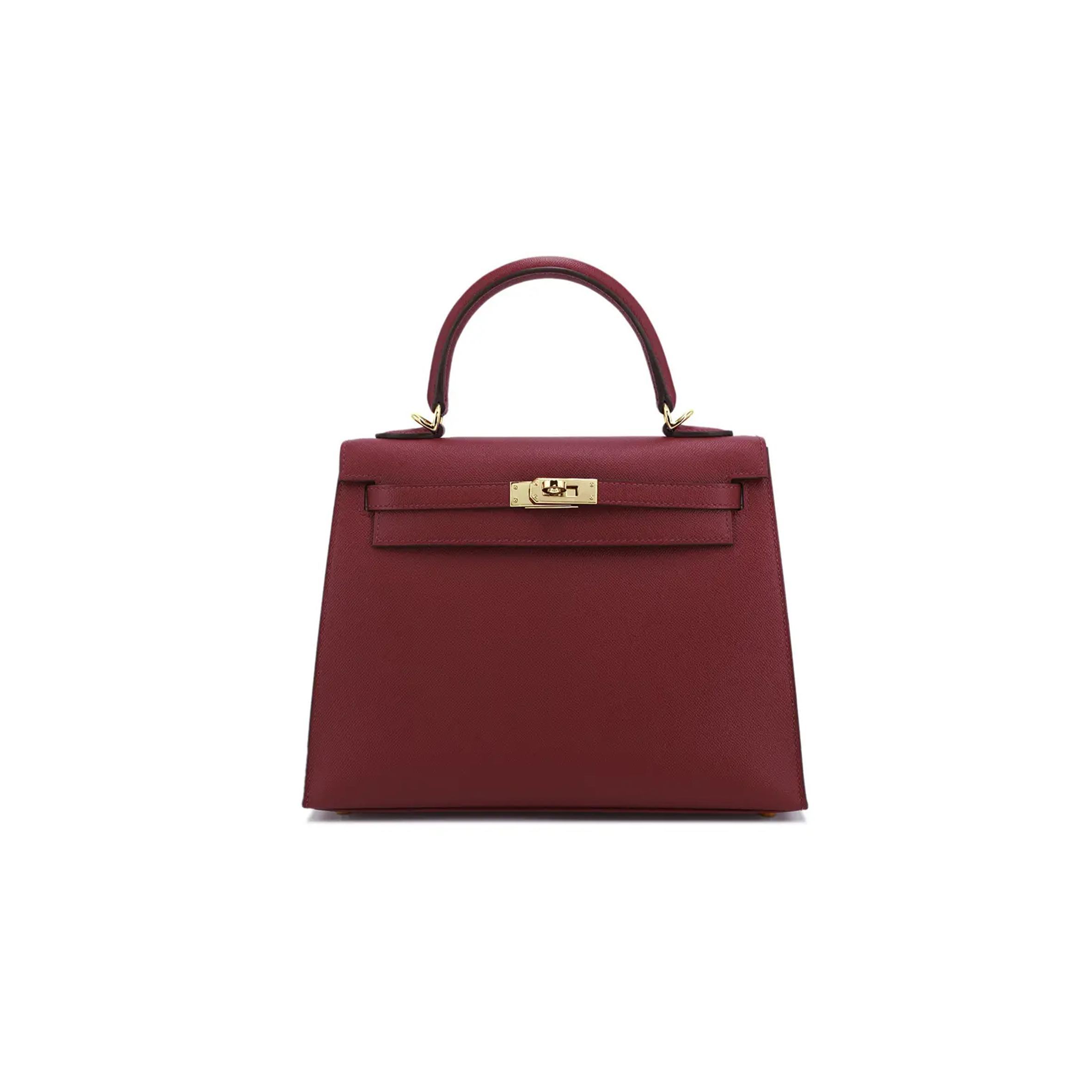 HERMÈS MASTER KELLY 25 EPSOM BURGUNDY GOLD HARDWARE (25*17*7cm)